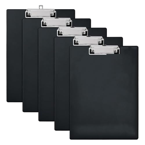 JNJOOD Klemmbrett aus Kunststoff, (5er Set) Low-Profile-Clip, Klemmbrett 8,9 x 12,3 Zoll für Büro, Schule von JNJOOD