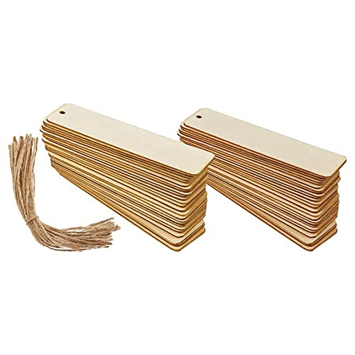 JNJOOD Lesezeichen aus Holz DIY 100 Stück Leere Lesezeichen Seile Lesezeichen aus Holz Dünnes Rechteck Hängendes Etikett JNJOOD Lesezeichen aus Holz DIY 100 Stück Leere Lesezeichen Seile Lesezeichen aus Holz Dünnes Rechteck Hängendes Etikett von JNJOOD