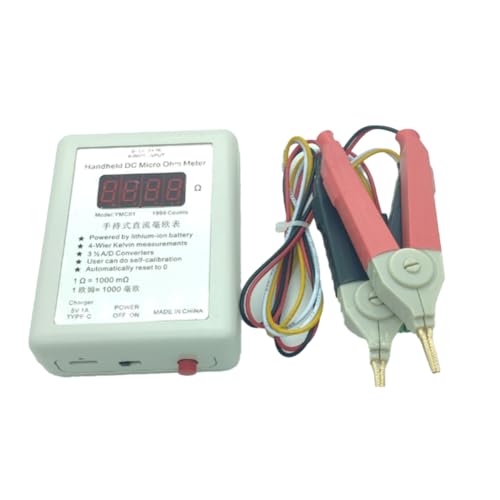 JNJOOD Milliommometer Kelvin-Messgerät von 0,01 bis 19,99 Ω bis 20R, Kelvin-Messung mit Drähten, niedrig, Erkennung des Dialogs mit großer Klemme von JNJOOD