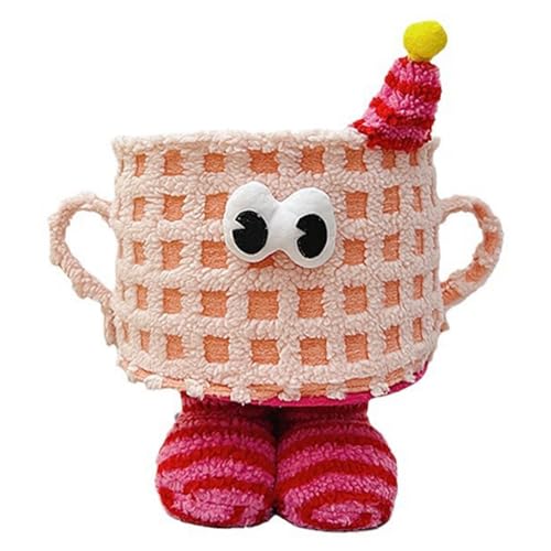 JNJOOD Niedlicher Tassenkorb Organizer lustig mit Griffen, Wäschekörbe zum Einkaufen Spielzeug Geschenk für Mädchen, Rosa von JNJOOD