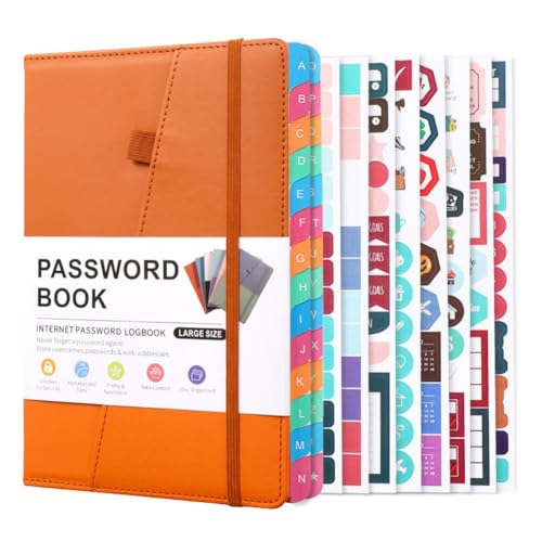 JNJOOD Passwort-Keeper-Buch mit alphabetischen Registern für Senioren, Passwort-Notizbuch für Internet-Website, Adress-Log-in-Detail, einfach zu bedienen, ca. 21,3 x 15 cm von JNJOOD