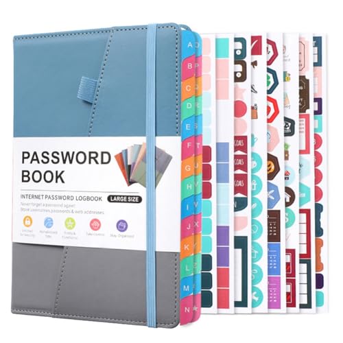JNJOOD Passwort-Schutzbuch mit alphabetischen Registerkarten für Senioren, Passwort-Notizbuch für Internet, Website, Adress-Log-in-Detail, B, langlebig, einfach zu bedienen, ca. 21,3 x 15 cm von JNJOOD