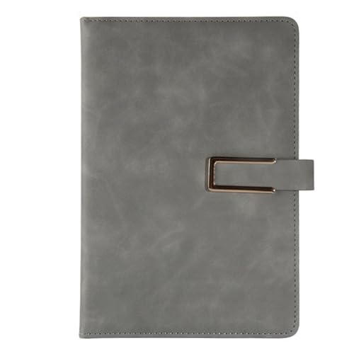 JNJOOD Retro A5 Notizbuch aus weichem Leder mit magnetischer Schnalle in U-Form, Büro-Tagebuch, Grau von JNJOOD
