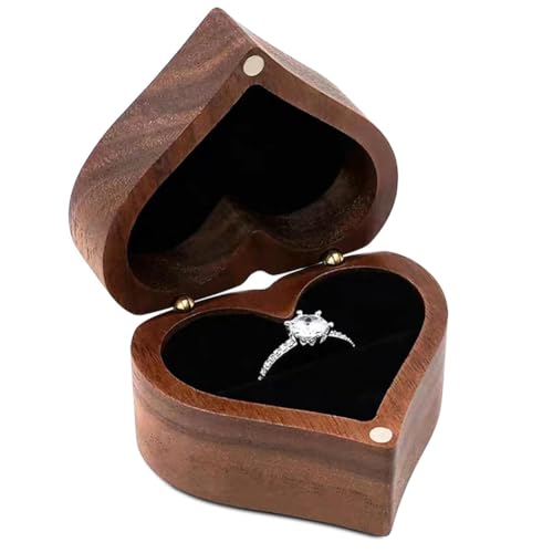 JNJOOD Ringbox in Herzform Schmuckschatulle für Ringe aus Holz Romantische Ringhalter für Verlobungsringe Box für Verlobungsringe Jubiläumsvorschlag,D von JNJOOD