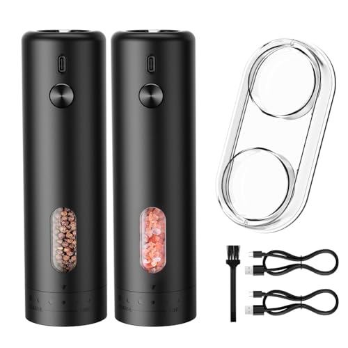 JNJOOD Salz- und Pfeffermühlen-Set – automatische Salz- und Salzmühle, wiederaufladbar über USB, Set mit Salz- und Pfefferstreuer von JNJOOD