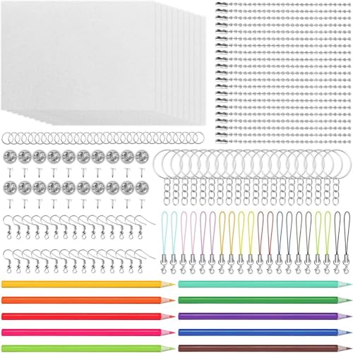 JNJOOD Schrumpf-Kunststoffblätter mit leeren Blättern, Schrumpfpapier, Buntstiften, Ohrringhaken, für Bastelarbeiten JNJOOD Schrumpf-Kunststoffblätter mit leeren Blättern, Schrumpfpapier, Buntstiften, Ohrringhaken, für Bastelarbeiten von JNJOOD