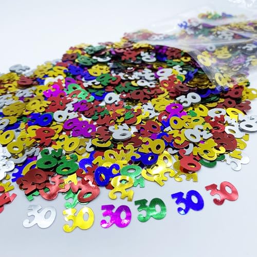 30 Konfetti für Geburtstagsparty, Zahl 30, Pailletten, 30. Jahrestag, Party, Glitzer, Metallic-Folie, Tischdekoration oder DIY (Farbe) von JNSAXMI