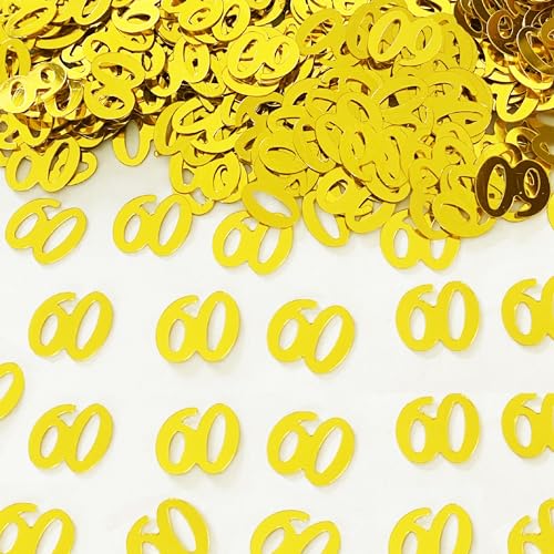 60 Konfetti für Geburtstagsparty, Zahl 60, Pailletten, 60. Jahrestag, Party, Glitzer, Metallic-Folie, Tischdekoration oder DIY (golden) von JNSAXMI