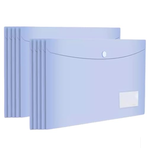 10 Stück Kunststoffhüllen A4 Dokumententaschen Umschläge Aktenordner mit Druckknopfverschluss / Blau von JNTFNE