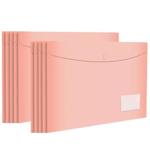 10 Stück Kunststoffhüllen A4 Dokumententaschen Umschläge Aktenordner mit Druckknopfverschluss / Rosa von JNTFNE