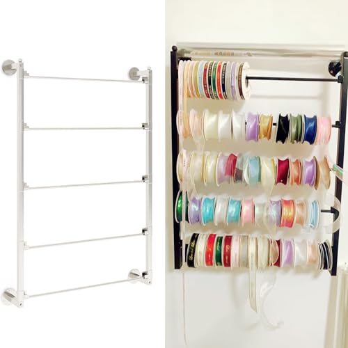 An der Wand montiertes Präsentationsregal, 5-lagiger Geschenkpapier-Band-Organizer für Blumenläden, mit abnehmbaren Querstangen-Metallregalen, 6-lagiger Krawattenschal-Halter (Farbe: Weiß, Größe: 60 x An der Wand montiertes Präsentationsregal, 5-lagiger Geschenkpapier-Band-Organizer für Blumenläden, mit abnehmbaren Querstangen-Metallregalen, 6-lagiger Krawattenschal-Halter (Farbe: Weiß, Größe: 60 x von JNTFNE