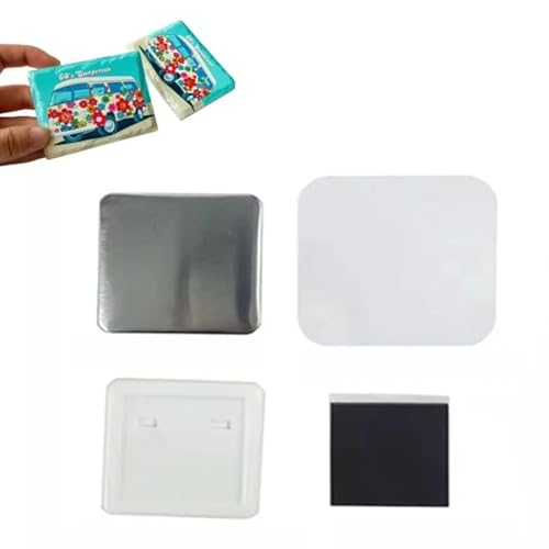JNTFNE 100/500/1000 Sets DIY 2x2inch (50mm) Square Badge Supplies Foto Taste Stecknadel und Kühlschrankmagnet Verbrauchsmaterial Kit für Tastenhersteller Maschine 1000sets(50 * 50mm) von JNTFNE