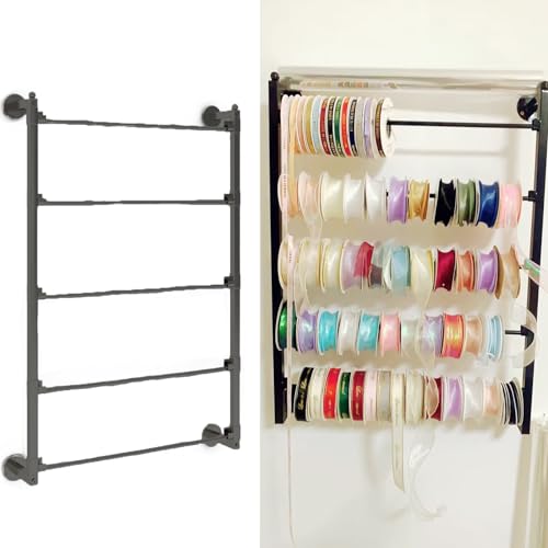 Wandmontiertes Präsentationsregal, 5-lagiger Geschenkpapier-Band-Organizer für Blumenläden, mit abnehmbaren Querstangen-Metallregalen, 6-lagiger Krawattenschal-Halter (Farbe: Schwarz, Größe: 70 x 90 c Wandmontiertes Präsentationsregal, 5-lagiger Geschenkpapier-Band-Organizer für Blumenläden, mit abnehmbaren Querstangen-Metallregalen, 6-lagiger Krawattenschal-Halter (Farbe: Schwarz, Größe: 70 x 90 c von JNTFNE