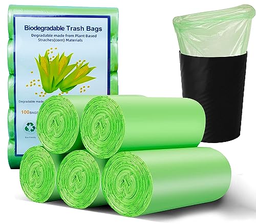 Biomüllbeutel, 5 Rollen Bioabfallbeutel 20 L,100 kompostierbare Bioabfallbeutel Biologischer Abfallbeutel für Wohnzimmer, Küche und Büro (Grün, 50x60cm) von JNTMIKUN