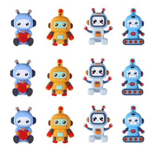 Silikon-Fokalperlen, Fokusstift-Perlen, Gummi-Set, Großpackung für Bastelarbeiten, Stiftherstellung, Schlüsselanhänger, Basteln, buntes Muster, Kunstbedarf (Roboter) von JNWHY
