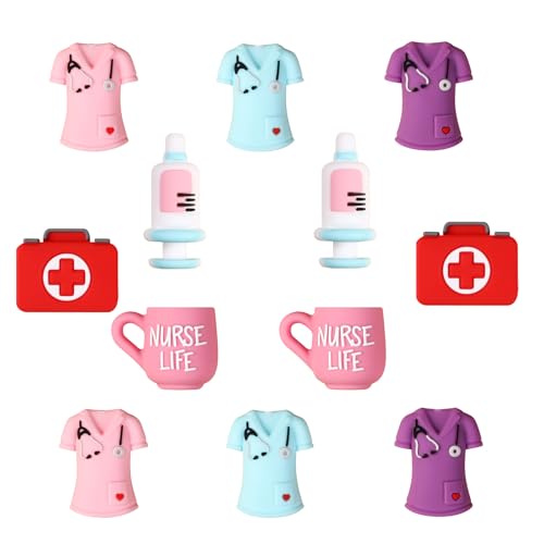 Silikon-Fokalperlen, Stiftperlen, Gummi-Set, Großpackung für Bastelarbeiten, Stiftherstellung, Schlüsselanhänger, Basteln, buntes Muster, Kunstbedarf (Krankenschwestern) von JNWHY