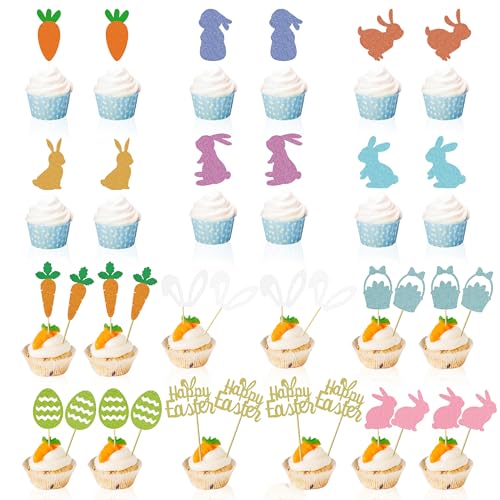 36 Stück Ostern Cupcake Topper, Glitzer Ostern Kuchen Deko Ostern Tortendeko, Hase Möhren Muffin Deko Hase Cupcake Deko Osterei Tortenaufleger für Ostern Theme Party Cake Dekorationen 36 Stück Ostern Cupcake Topper, Glitzer Ostern Kuchen Deko Ostern Tortendeko, Hase Möhren Muffin Deko Hase Cupcake Deko Osterei Tortenaufleger für Ostern Theme Party Cake Dekorationen von JNYUTEEN