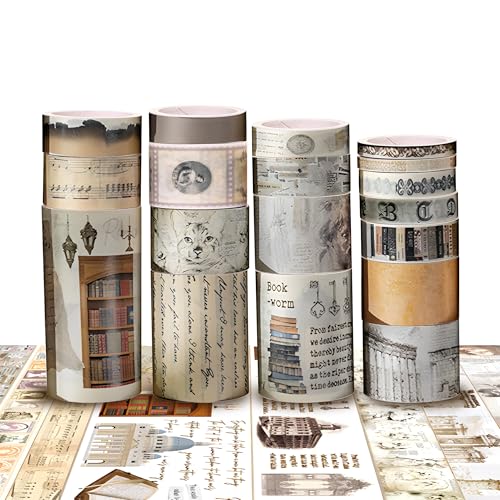 JNYUTEEN 18 Rollen Vintage Washi Tape Set, Masking Tape Dekoratives Klebeband, Washitape Klebeband Bunt Scrapbooking Zubehör für DIY Handwerk Planer Scrapbooking Verpackung JNYUTEEN 18 Rollen Vintage Washi Tape Set, Masking Tape Dekoratives Klebeband, Washitape Klebeband Bunt Scrapbooking Zubehör für DIY Handwerk Planer Scrapbooking Verpackung von JNYUTEEN