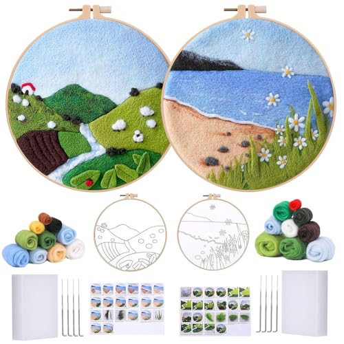 JOAAASU 2 Pack Nadelfilz-Set, Stanznadel-Kit für Anfänger, Nadelfilzwerkzeuge für Anfänger, Stanznadel-Kits für Erwachsene, perfekt für Festival-Dekorationen & Geschenke von JOAASU