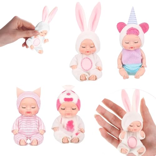 JOAASU Mini Baby Puppe, Mini Reborn Puppen, Babypuppe 4 Stück, Kleine Mini PüPpchen Mit Kleidung, Newborn Reborn Baby, Mini Baby Puppe für Mädchen, Kleinkinder und Kinder von JOAASU
