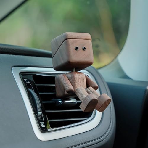 Wackelnder Holzfigur Männchen, Handgefertigter Auto Armaturenbrett-Dekor mit magnetischen Gesichtsausdrücken, tragbare bewegungsaktivierte Holzfigur, lustiger Wackelkopf Schreibtischschmuck (C-3) von JOAAZAR