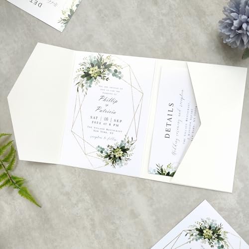 JOACHUUY 20 Sets dreifach gefaltete Hochzeitseinladungskartenhalter, Einladungstaschen-Umschläge für Hochzeit, Brautparty, Geburtstag, Geschäft. JOACHUUY 20 Sets dreifach gefaltete Hochzeitseinladungskartenhalter, Einladungstaschen-Umschläge für Hochzeit, Brautparty, Geburtstag, Geschäft. von JOACHUUY