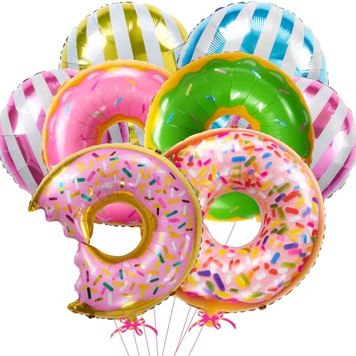 JOAOXOK Donut-Ballons und Süßigkeiten-Ballon-Set, 8 große Mylar-Donut-Ballons für Geburtstagsparty, Wachstumsfeier, Hochzeitsdekoration, Babyparty, Donut-Dekorationen, Ballon JOAOXOK Donut-Ballons und Süßigkeiten-Ballon-Set, 8 große Mylar-Donut-Ballons für Geburtstagsparty, Wachstumsfeier, Hochzeitsdekoration, Babyparty, Donut-Dekorationen, Ballon von JOAOXOK