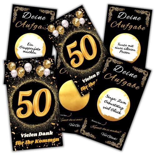 JOCERO – 50. Geburtstag Rubbelkarten für Erwachsene, 15 Selbstausfüllbare Rubbelkarten – Lustiges Partyspiel mit Aufgaben, Mutproben & Jubiläumsspiel, Geschenkidee für Gäste JOCERO – 50. Geburtstag Rubbelkarten für Erwachsene, 15 Selbstausfüllbare Rubbelkarten – Lustiges Partyspiel mit Aufgaben, Mutproben & Jubiläumsspiel, Geschenkidee für Gäste von JOCERO