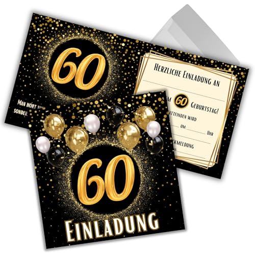JOCERO Einladungskarten 60. Geburtstag – 12 Stück mit Umschlägen – Quadratisch 12x12 cm – Einladungen zum 60. Geburtstag für Männer & Frauen JOCERO Einladungskarten 60. Geburtstag – 12 Stück mit Umschlägen – Quadratisch 12x12 cm – Einladungen zum 60. Geburtstag für Männer & Frauen von JOCERO