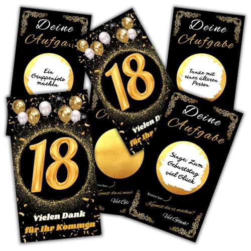 JOCERO – Geburtstagskarte für Erwachsene zum 18. Geburtstag, 15 Rubbelkarten zum Selbstausfüllen – Partyspiel mit lustigen Aufgaben, Mutproben, Jubiläumsspiel, Geschenk für Gäste JOCERO – Geburtstagskarte für Erwachsene zum 18. Geburtstag, 15 Rubbelkarten zum Selbstausfüllen – Partyspiel mit lustigen Aufgaben, Mutproben, Jubiläumsspiel, Geschenk für Gäste von JOCERO