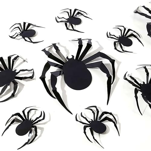 JOCXZI 24 Pack Halloween 3D Spinnen Deko- 3 Größen Realistische PVC Scary Spider Fensteraufkleber Wandaufkleber，für Halloween Party Fasching Karneval Dekoration von JOCXZI