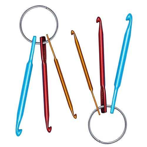 JOCXZI 6 Stück Häkelnadel-Schlüsselanhänger, 3/4/5 mm, tragbares Häkelnadel-Schlüsselanhänger-Set, Mini-Kreativ-Schlüsselanhänger, DIY-Handwerk, Stricknadel-Werkzeuge für Outdoor-Reisen von JOCXZI