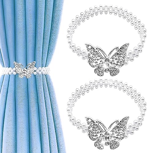 JOCXZI Gardinen Kordel Dekospange - Schmetterling Vorhang Halter Ohne Bohren Vorhänge Raffhalter Gardinen Binder Vorhang Zusammenhalter Perlen Gardinenspangen Elastisch Raffbänder Seil Vorhanghalter JOCXZI Gardinen Kordel Dekospange - Schmetterling Vorhang Halter Ohne Bohren Vorhänge Raffhalter Gardinen Binder Vorhang Zusammenhalter Perlen Gardinenspangen Elastisch Raffbänder Seil Vorhanghalter von JOCXZI
