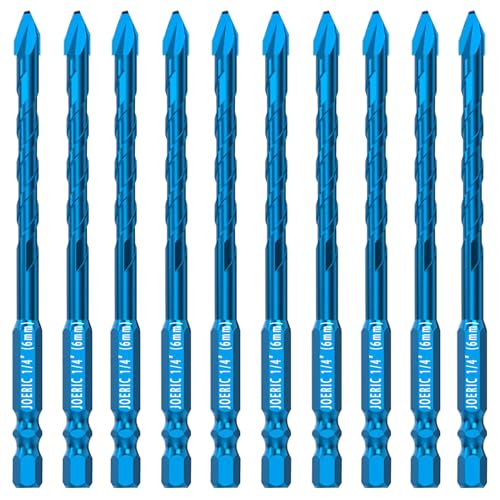 JOERIC Exzenterbohrer-Set, Steinbohrer-Set, Betonbohrer für Fliesen, Glas, Ziegel, Kunststoff, Zement, Holz, mit Aufbewahrungskoffer, 6 mm, 10 Stück JOERIC Exzenterbohrer-Set, Steinbohrer-Set, Betonbohrer für Fliesen, Glas, Ziegel, Kunststoff, Zement, Holz, mit Aufbewahrungskoffer, 6 mm, 10 Stück von JOERIC
