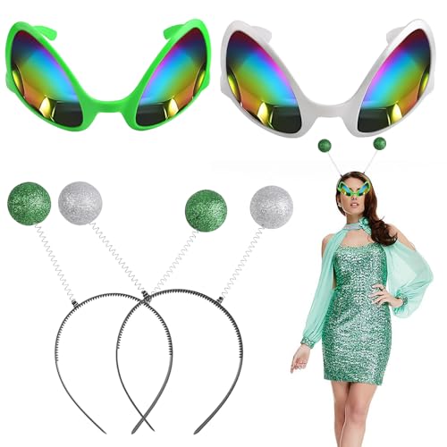 JOFONY 4Pcs Alien Stirnband und Brille,Party Head Boppers Stirnband Außerirdische Brille,Geeignet Als Foto-Requisiten Und Atmosphären-Requisiten für Erwachsene und Kinder JOFONY 4Pcs Alien Stirnband und Brille,Party Head Boppers Stirnband Außerirdische Brille,Geeignet Als Foto-Requisiten Und Atmosphären-Requisiten für Erwachsene und Kinder von JOFONY