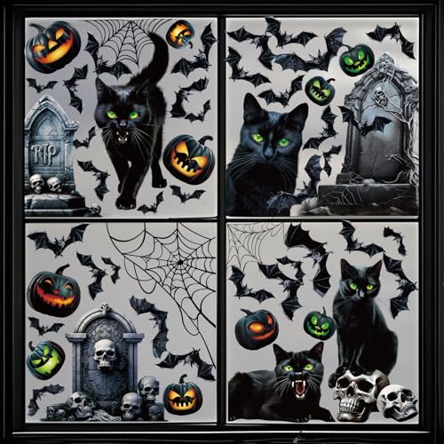 JOFONY 8 Blätte Halloween Fenster Aufkleber, Wiederverwendbar Halloween Fenster Sticker für Party Glas Türen Fensterdeko JOFONY 8 Blätte Halloween Fenster Aufkleber, Wiederverwendbar Halloween Fenster Sticker für Party Glas Türen Fensterdeko von JOFONY