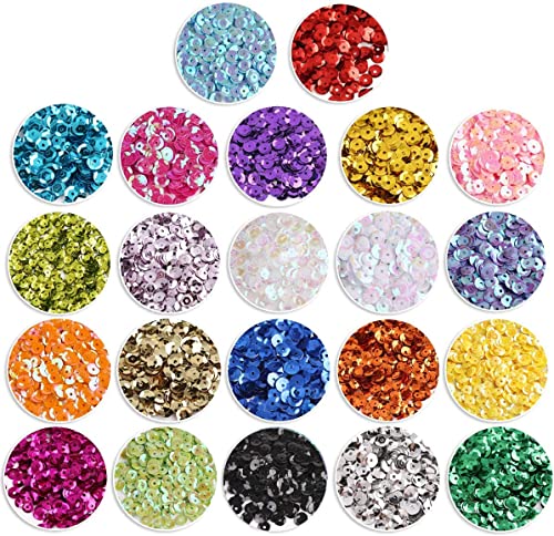 JOFONY 9460 PCS Pailletten zum basteln,Bulk gemischte Farben lose Pailletten für Handwerk Pailletten und Spangles für DIY Herstellung 6MM,110 Gram von JOFONY