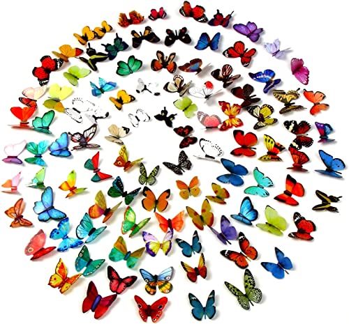 JOFONY 99PCS 3D Schmetterlinge Aufkleber,Farbe Schmetterling Wanddeko,3D Schmetterlinge Deko,Schmetterlingsaufkleber DIY Wand Haus Dekoration Frühlingsdeko für Babyzimmer von JOFONY
