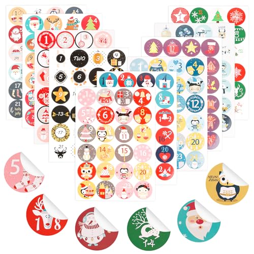 JOFONY Adventskalender Aufkleber Zahlen 1-24, 10 X 24 Weihnachtskalender Nummern Sticker, Weihnachten Zahlenaufkleber für Geschenktüten JOFONY Adventskalender Aufkleber Zahlen 1-24, 10 X 24 Weihnachtskalender Nummern Sticker, Weihnachten Zahlenaufkleber für Geschenktüten von JOFONY