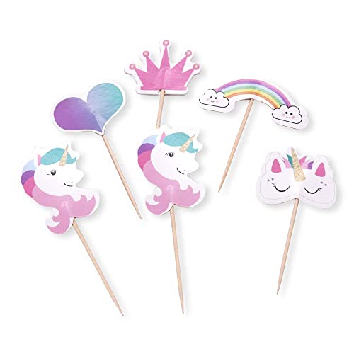 JOFONY Einhorn Tortendeko 48 Stück,Kuchen Zahnstocher Flaggen Kuchendekoration Makron-Thema mit Regenbogenkrone für Kindergeburtstag Party Picknick JOFONY Einhorn Tortendeko 48 Stück,Kuchen Zahnstocher Flaggen Kuchendekoration Makron-Thema mit Regenbogenkrone für Kindergeburtstag Party Picknick von JOFONY