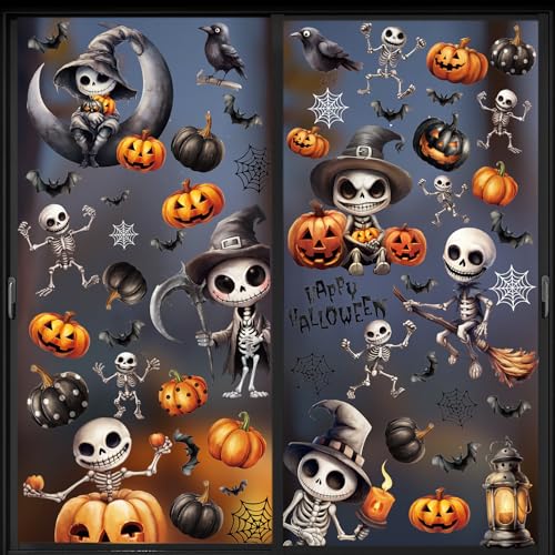 JOFONY Halloween Fenster Tür Aufkleber, 9 Blätte Halloween Fensterbilder, Halloween Sticker für Fensterdeko Halloween Party JOFONY Halloween Fenster Tür Aufkleber, 9 Blätte Halloween Fensterbilder, Halloween Sticker für Fensterdeko Halloween Party von JOFONY