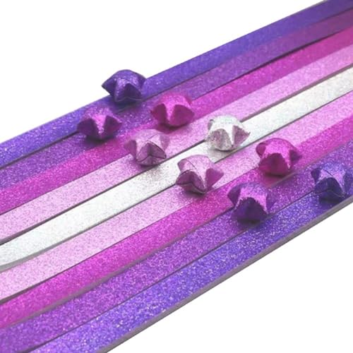 JOFUUM 520 Blatt Glitzerpapier, Faltpapier, Papierstreifen, Glückssterne, Dekoration, Faltpapier für Handkunst, Hohe Qualität, Einfach zu Verwenden, Lila von JOFUUM