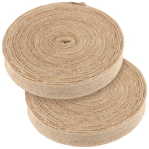 JOIKIT Juteband aus Sackleinen, 4 cm x 30 m, Rolle, 60 Meter, natürliches Jute-Stoffband zum Verpacken, Basteln, 2 Stück von JOIKIT