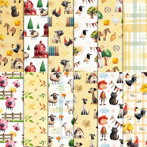 24 Blatt Bauernhoftiere Scrapbook Papierblock, Cartoon Dekoratives Papier, Doppelseitiges Bastelpapier für DIY Kartenherstellung Album Dekoration, 11,8 x 11,8 Zoll 24 Blatt Bauernhoftiere Scrapbook Papierblock, Cartoon Dekoratives Papier, Doppelseitiges Bastelpapier für DIY Kartenherstellung Album Dekoration, 11,8 x 11,8 Zoll von JOINFANXIN