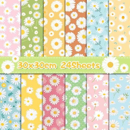 Doppelseitiges Scrapbook-Papierblock, buntes Blumendekorpapier für Kartenherstellung, Kunstalbum, Basteln, 24 Stück von JOINFANXIN
