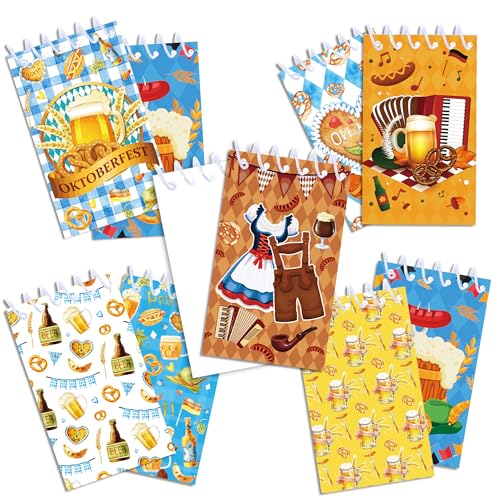 JOINFANXIN 16 Pack Oktoberfest Note Pads, Spiral Pocket Notebook, Small Writing Paper School Office Household Goods von JOINFANXIN