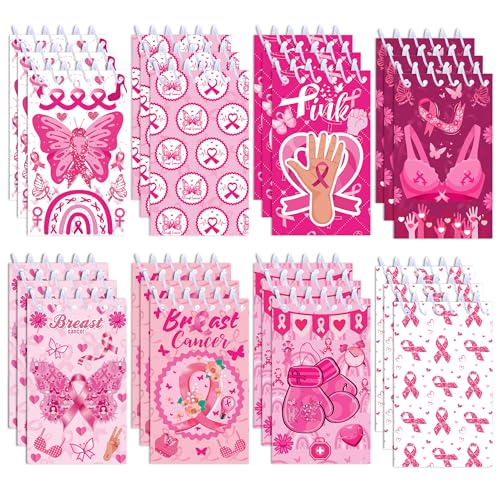 JOINFANXIN 16 Pack Pink Ribbon NotePads, Breast Cancer Themed Spiral Pocket Notebook, Small Writing Paper School Office Household Supplies von JOINFANXIN