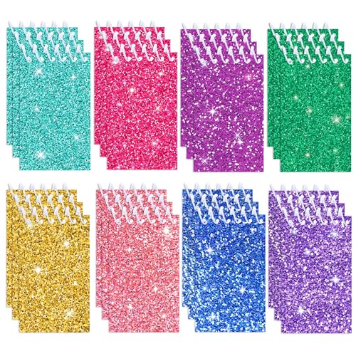 JOINFANXIN 24 Pack Colorful Fine Glitter NotePads, blingbling Spiral Pocket Notebook, Small Writing Paper School Office Household Goods von JOINFANXIN