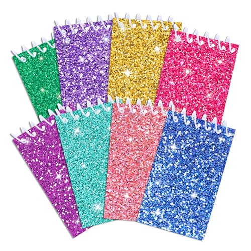 JOINFANXIN 8 Pack Colorful Fine Glitter NotePads, blingbling Spiral Pocket Notebook, Small Writing Paper School Office Household Goods (8 Pack) von JOINFANXIN