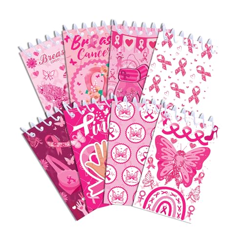 JOINFANXIN 8 Pack Pink Ribbon NotePads, Breast Cancer Themed Spiral Pocket Notebook, Small Writing Paper School Office Household Supplies (8 Pack) von JOINFANXIN
